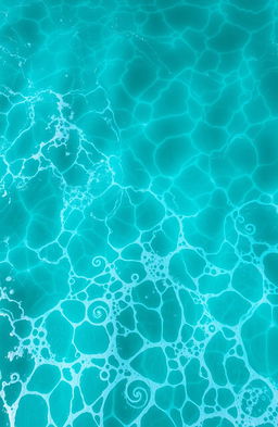 Waves of the ocean in vibrant shades of aqua and turquoise, transitioning into hints of green, beautifully patterned in an artistic style