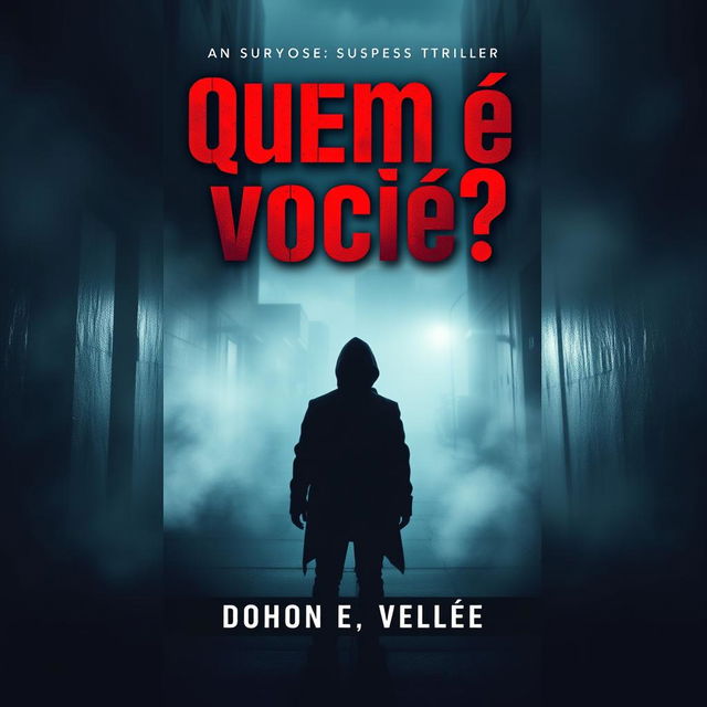 A captivating book cover for a suspense thriller titled 'Quem é você?'