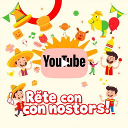 A vibrant YouTube thumbnail representing Mexican humor, featuring colorful and playful elements that embody the lively essence of Mexican comedy