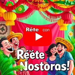 A vibrant and realistic YouTube thumbnail representing Mexican humor