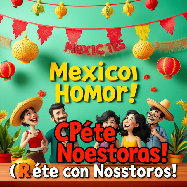 A vibrant and realistic YouTube thumbnail representing Mexican humor