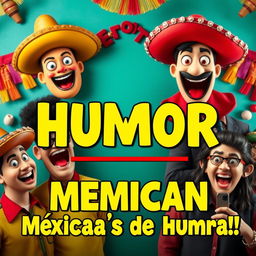 A vibrant YouTube thumbnail showcasing Mexican humor