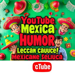 A vibrant YouTube thumbnail showcasing Mexican humor