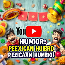A vibrant YouTube thumbnail showcasing Mexican humor