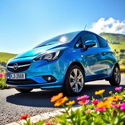 A bright, shiny blue Opel Corsa C 1
