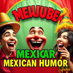 A vibrant and realistic YouTube thumbnail capturing the essence of Mexican humor
