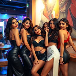 A captivating scene featuring a group of sexy, seductive modern Persian girls