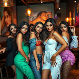 A captivating scene featuring a group of sexy, seductive modern Persian girls