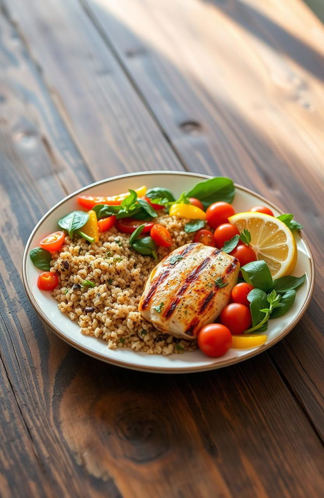 A beautifully arranged plate featuring a vibrant flexitarian meal