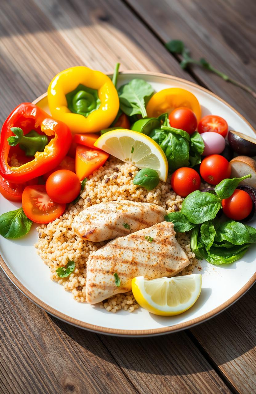 A beautifully arranged plate featuring a vibrant flexitarian meal