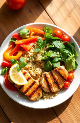A beautifully arranged plate featuring a vibrant flexitarian meal