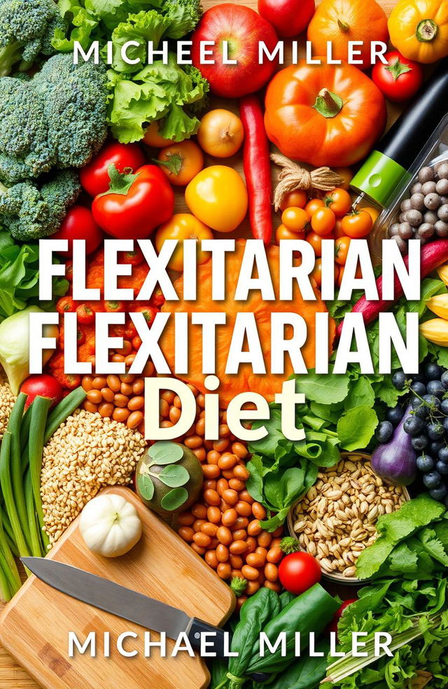 A visually appealing and informative book cover design for 'Flexitarian Diet' by Michael Miller