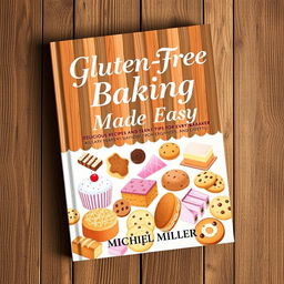 A beautifully designed book cover for 'Gluten-Free Baking Made Easy' by Michael Miller