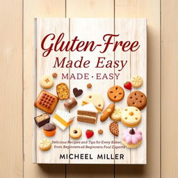 A beautifully designed book cover for 'Gluten-Free Baking Made Easy' by Michael Miller