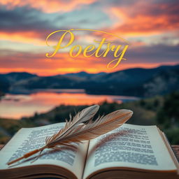 A visually stunning cover for a poetry book, featuring an ethereal landscape with soft, dreamy colors blending into a twilight sky