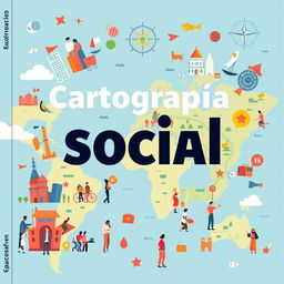 A visually appealing cover design featuring the title 'Cartografía Social' prominently displayed in bold, modern typography