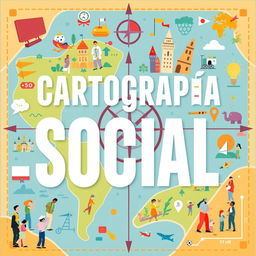 A visually appealing cover design featuring the title 'Cartografía Social' prominently displayed in bold, modern typography