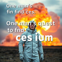 A dramatic nuclear blast in the background with vibrant colors and an intense explosion