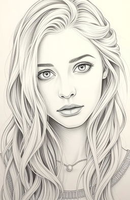 A detailed pencil portrait of a beautiful but sad woman, capturing her emotional depth and beauty