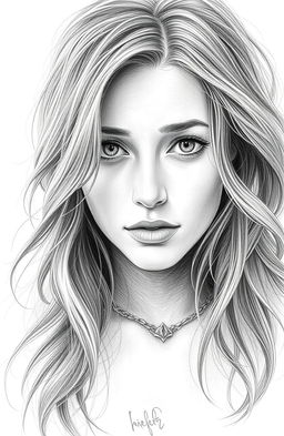 A detailed pencil portrait of a beautiful but sad woman, capturing her emotional depth and beauty