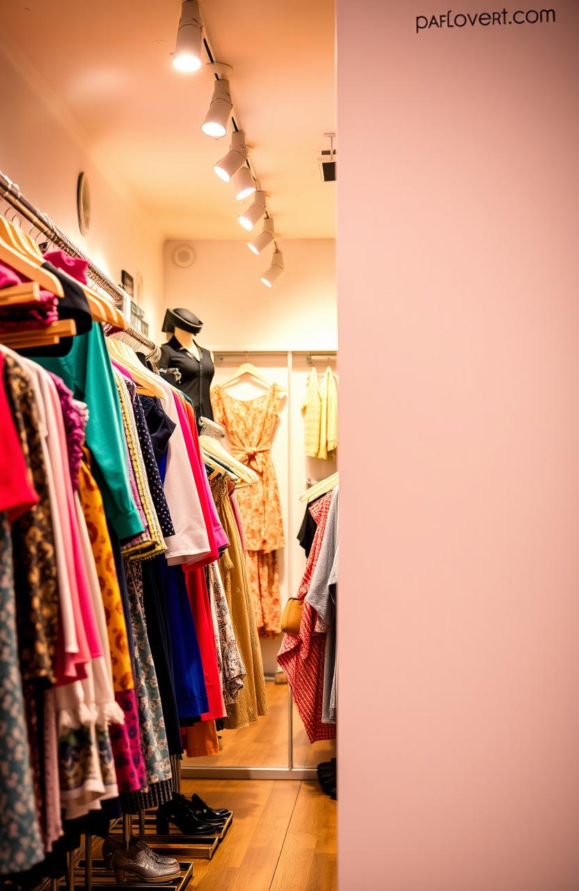 A vibrant and inviting cover photo of a trendy clothing store showcasing a stylish interior filled with various clothing racks and displays