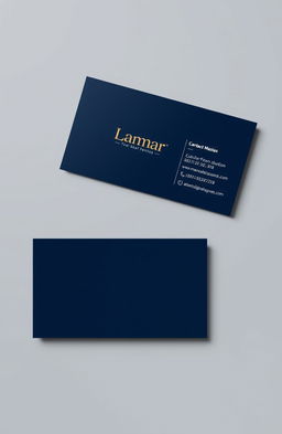 A sleek and modern business card design featuring the brand name "Lamar" prominently displayed at the center