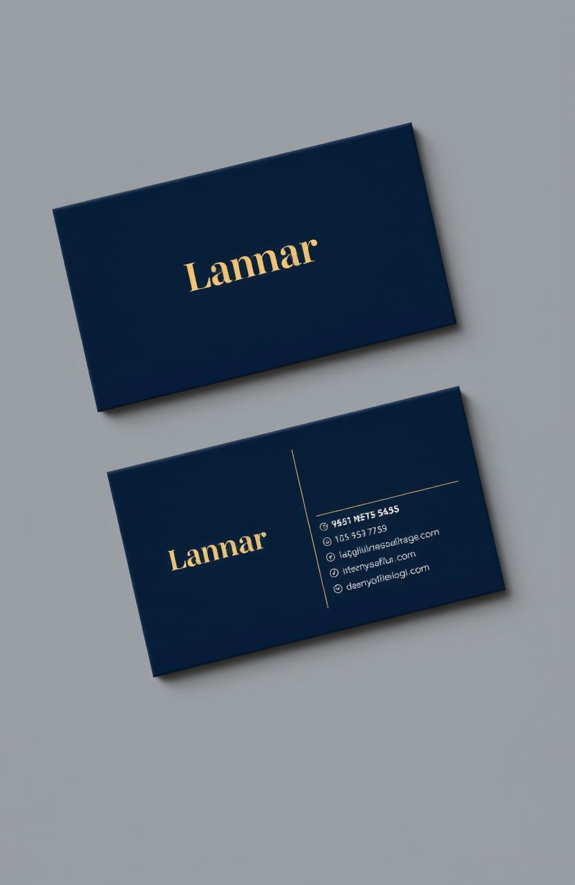 A sleek and modern business card design featuring the brand name "Lamar" prominently displayed at the center