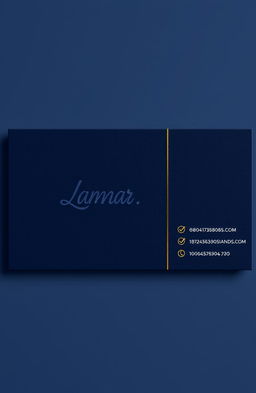 A sleek and modern business card design featuring the brand name "Lamar" prominently displayed at the center