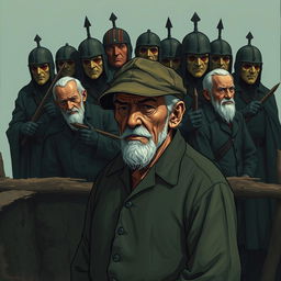 An elderly man, his eyes hidden beneath the brim of a well-worn hat and his cheeks stained with tears, stands with an expression of deep sorrow as he desperately tries to stifle his feelings