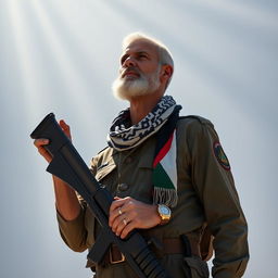 A tall and thin soldier dressed in a military uniform, wearing a wristwatch