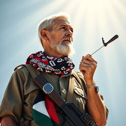 A tall and thin soldier dressed in a military uniform, wearing a wristwatch