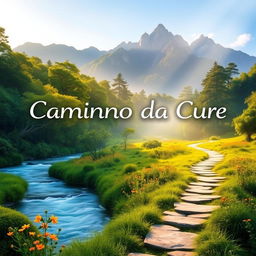 A mystical and serene landscape representing the theme 'Caminho da Cura' (Path of Healing)