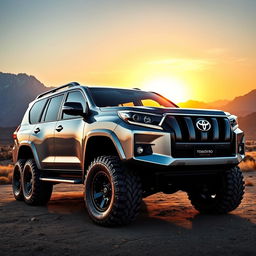 A massive Toyota Land Cruiser Prado 6×6, showcasing an extra large design