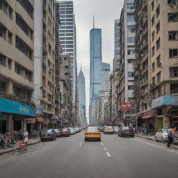 Ninety years later, the cities are not only rebuilt, but thriving; they've regained their 'normalcy'. Streets teem with life, towering skyscrapers reach towards the sky, and the vibrant hustle and bustle signify a grand recovery from the disaster.