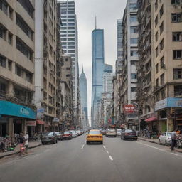 Ninety years later, the cities are not only rebuilt, but thriving; they've regained their 'normalcy'. Streets teem with life, towering skyscrapers reach towards the sky, and the vibrant hustle and bustle signify a grand recovery from the disaster.