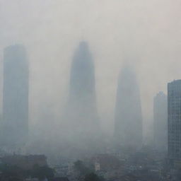 The fog-shrouded cityscape now features its previous lively inhabitants in a state of submission, bowing down before the sinister figure that stands tall amidst the dense mist, proclaiming himself a god.