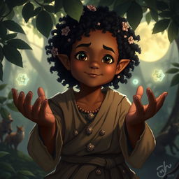 A male halfling moon druid character in a fantasy setting