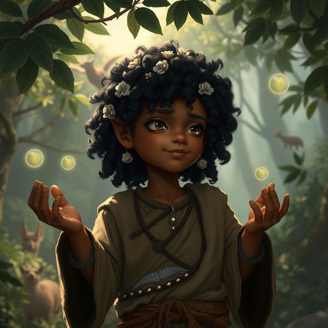 A male halfling moon druid character in a fantasy setting