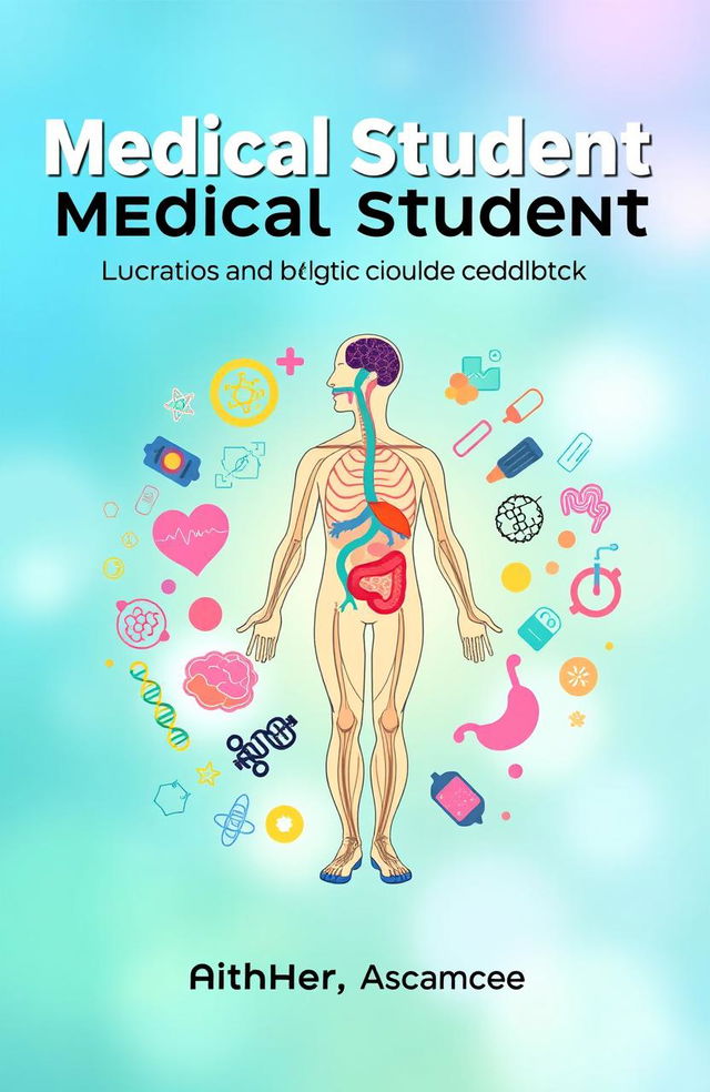 A vibrant and eye-catching book cover for a medical student textbook, focusing on general science and the basic concepts of biology