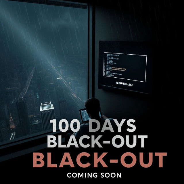 A cinematic movie poster for '100 Days Black-Out' with the subtitle 'Coming Soon'