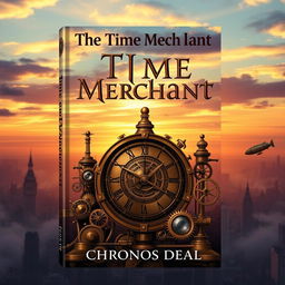 A captivating book cover for 'The Time Merchant' by Chronos Deal, embodying a Steampunk adventure theme