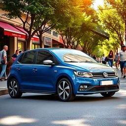 A street version of a Volkswagen Polo, showcasing a compact and sporty design with a sleek silhouette