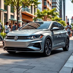 A 2025 Volkswagen Polo designed for street use, showcasing a modern and futuristic look