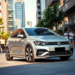 A 2025 Volkswagen Polo designed for street use, showcasing a modern and futuristic look