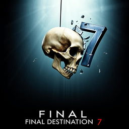 A movie poster for 'Final Destination 7', featuring a skull falling towards an abyss