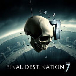 A movie poster for 'Final Destination 7', featuring a skull falling towards an abyss