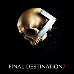 A movie poster for 'Final Destination 7', featuring a close-up view of a skull falling into a void