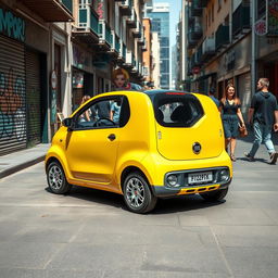 A street view of a 2025 Fiat Uno Mille, showcasing its compact and retro-modern design