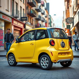 A street view of a 2025 Fiat Uno Mille, showcasing its compact and retro-modern design
