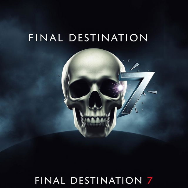 A movie poster for Final Destination 7 featuring a large, realistic human skull facing forward, positioned at the center of the image